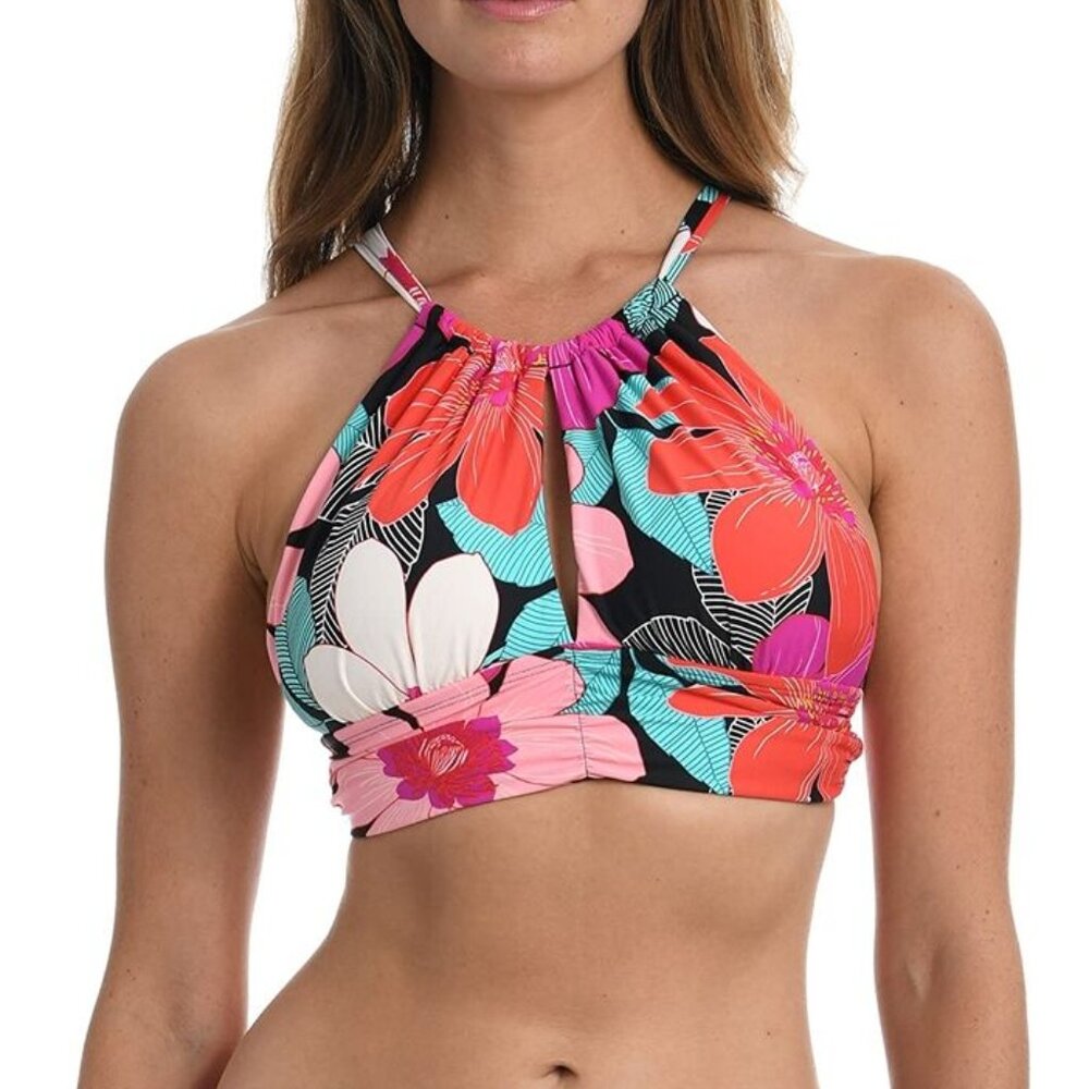 La Blanca Women's Plus Size In Full Bloom Floral High Neck Swim Tankini Top  22W